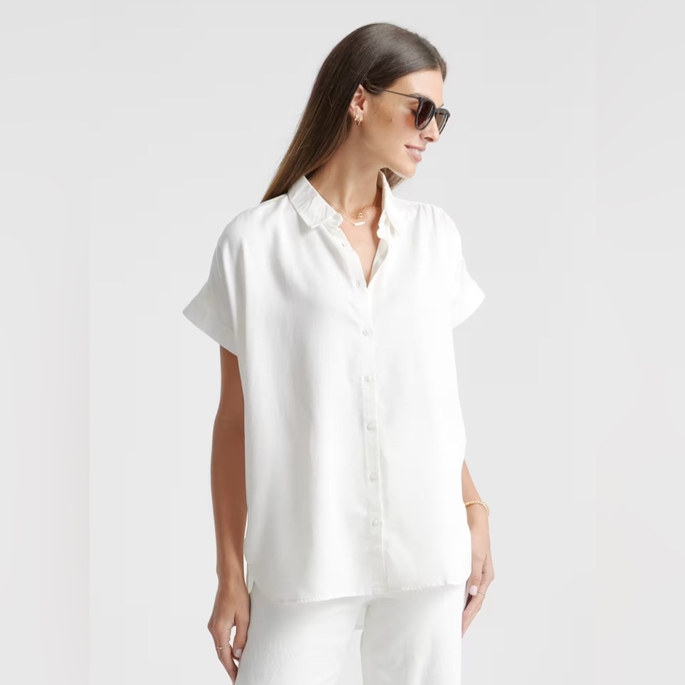 QUINCE Vintage Wash Tencel Camp Shirt - XS